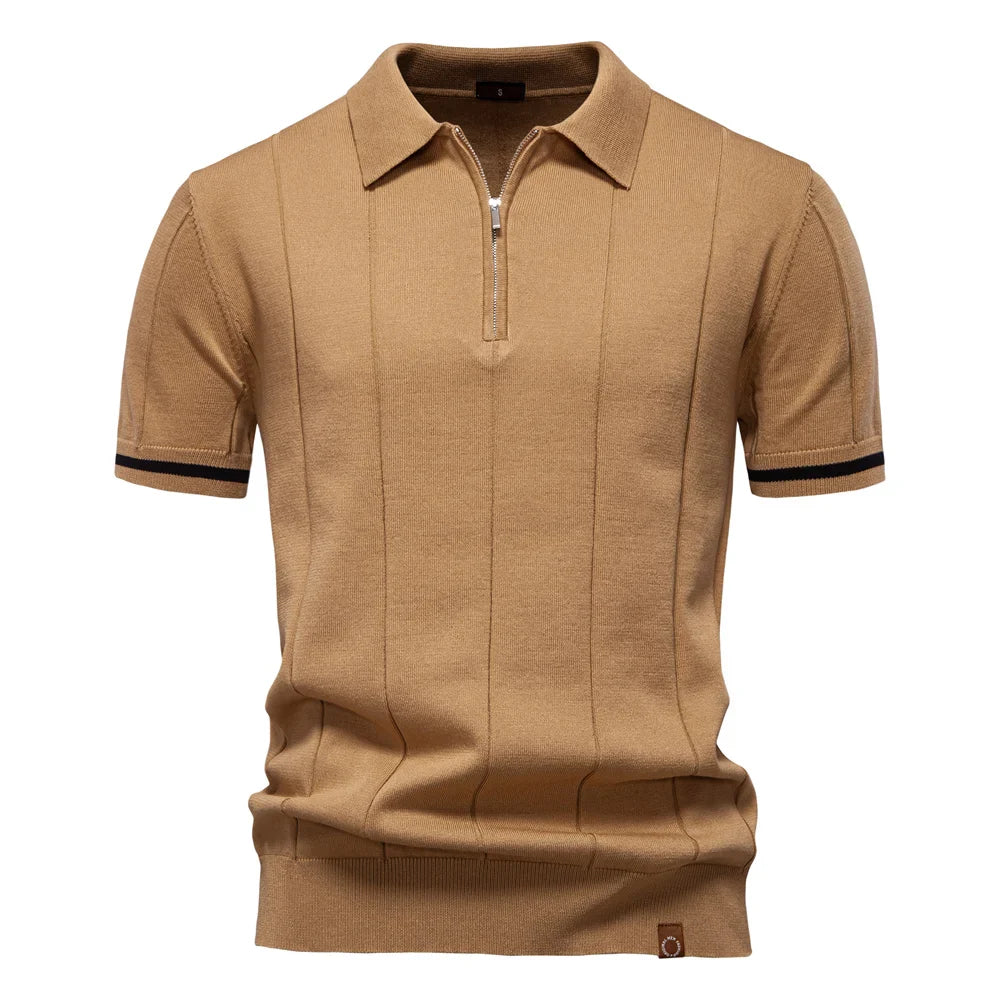 Ribbed Zip Polo