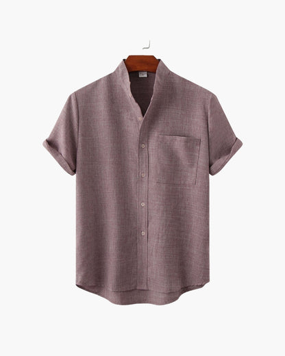 Mandarin Collar Short Sleeve Shirt