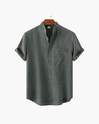 Mandarin Collar Short Sleeve Shirt