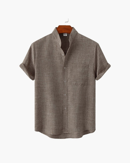 Mandarin Collar Short Sleeve Shirt