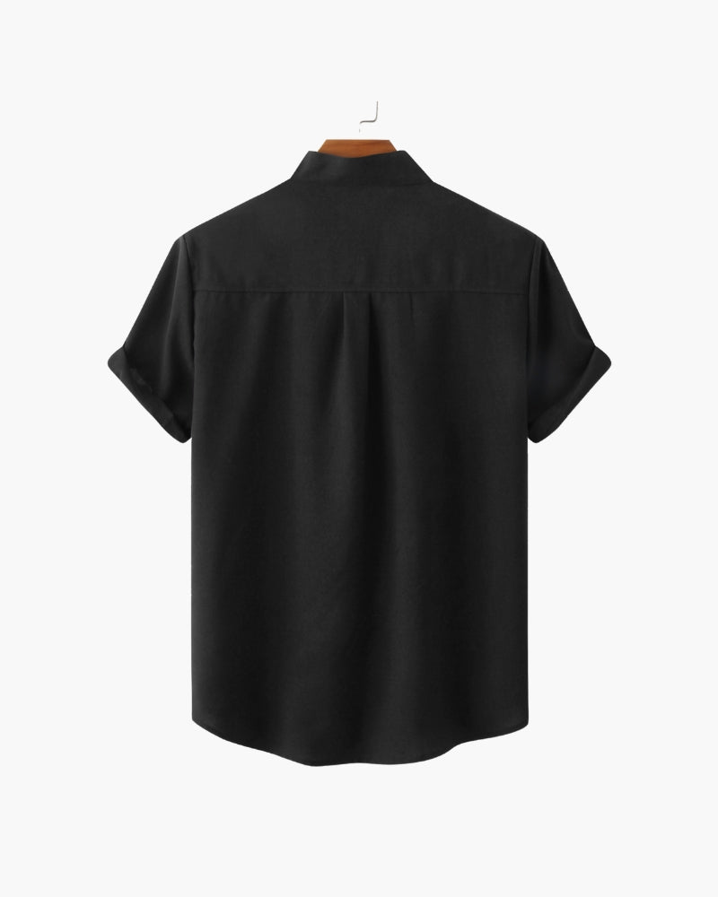 Mandarin Collar Short Sleeve Shirt