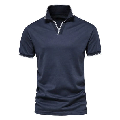 Cotton Blend V-Neck Polo