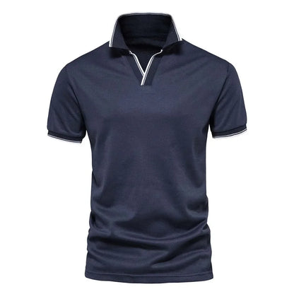 Cotton Blend V-Neck Polo