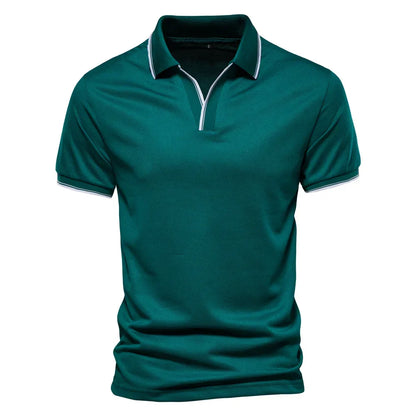 Cotton Blend V-Neck Polo