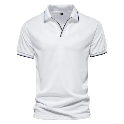 Cotton Blend V-Neck Polo